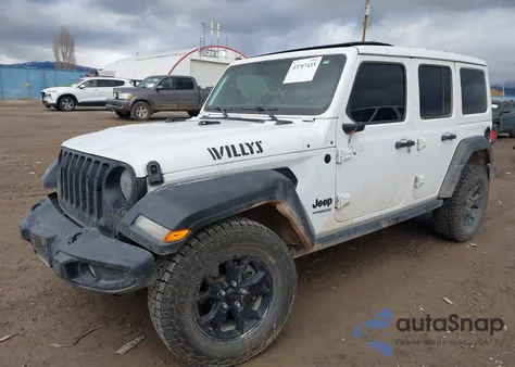 2021 Jeep Wrangler Unlimited Willys 4X4 z USA, uszkodzony, nr VIN 1C4HJXDG9MW833072